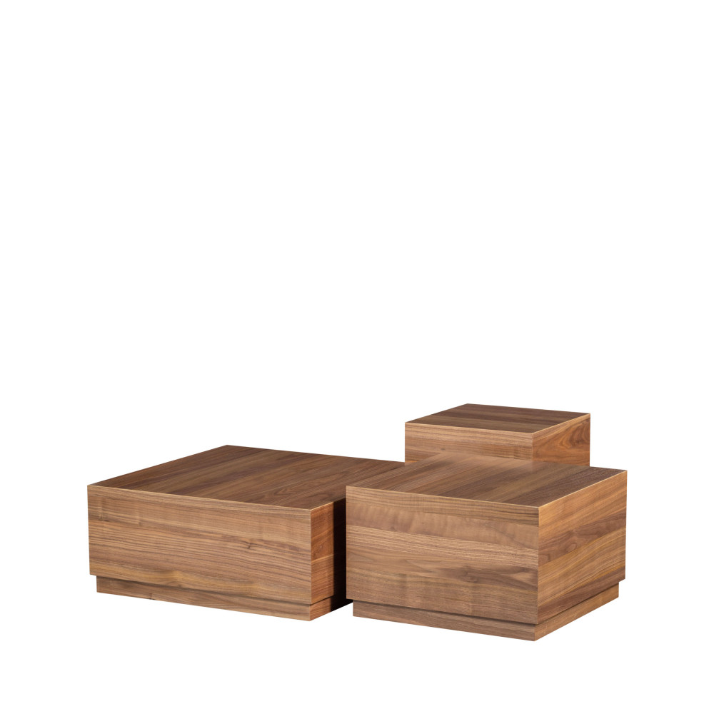 pim - lot de 3 tables basses en bois - couleur - bois foncé