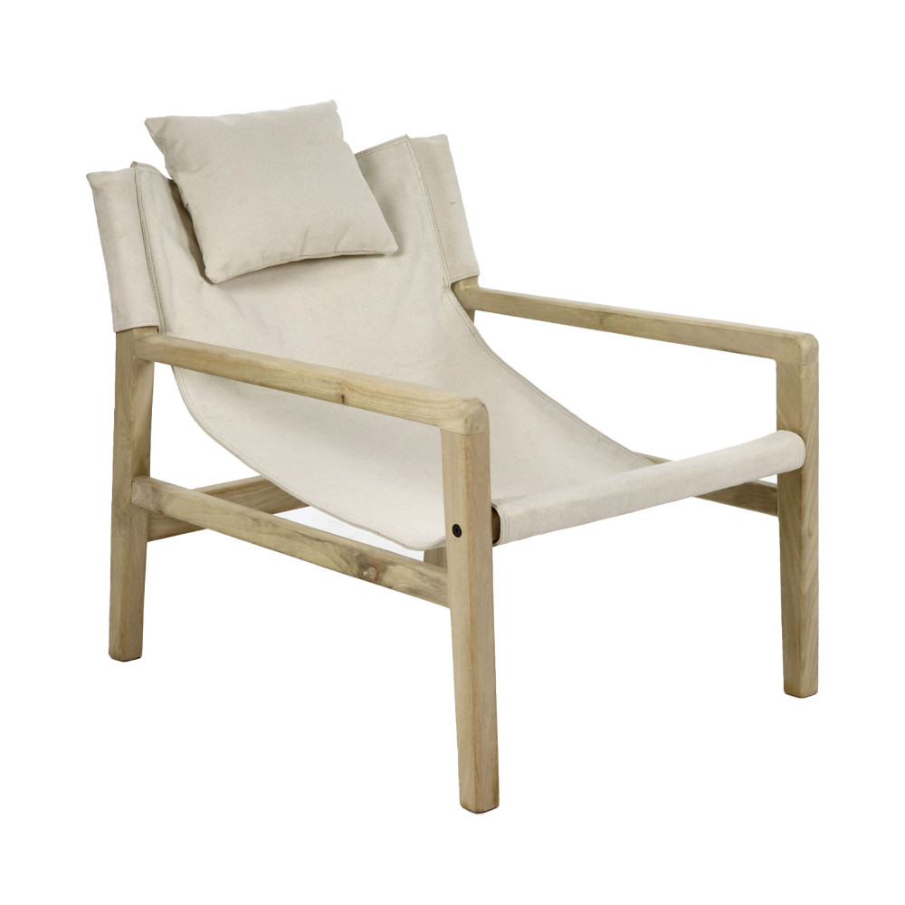 siesta - fauteuil en tissu et bois - couleur - naturel