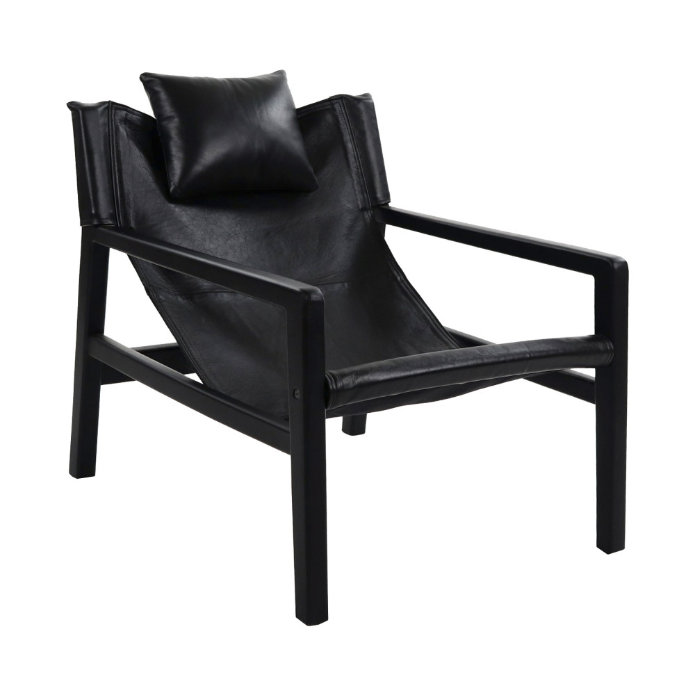 siesta - fauteuil en cuir et bois - couleur - noir