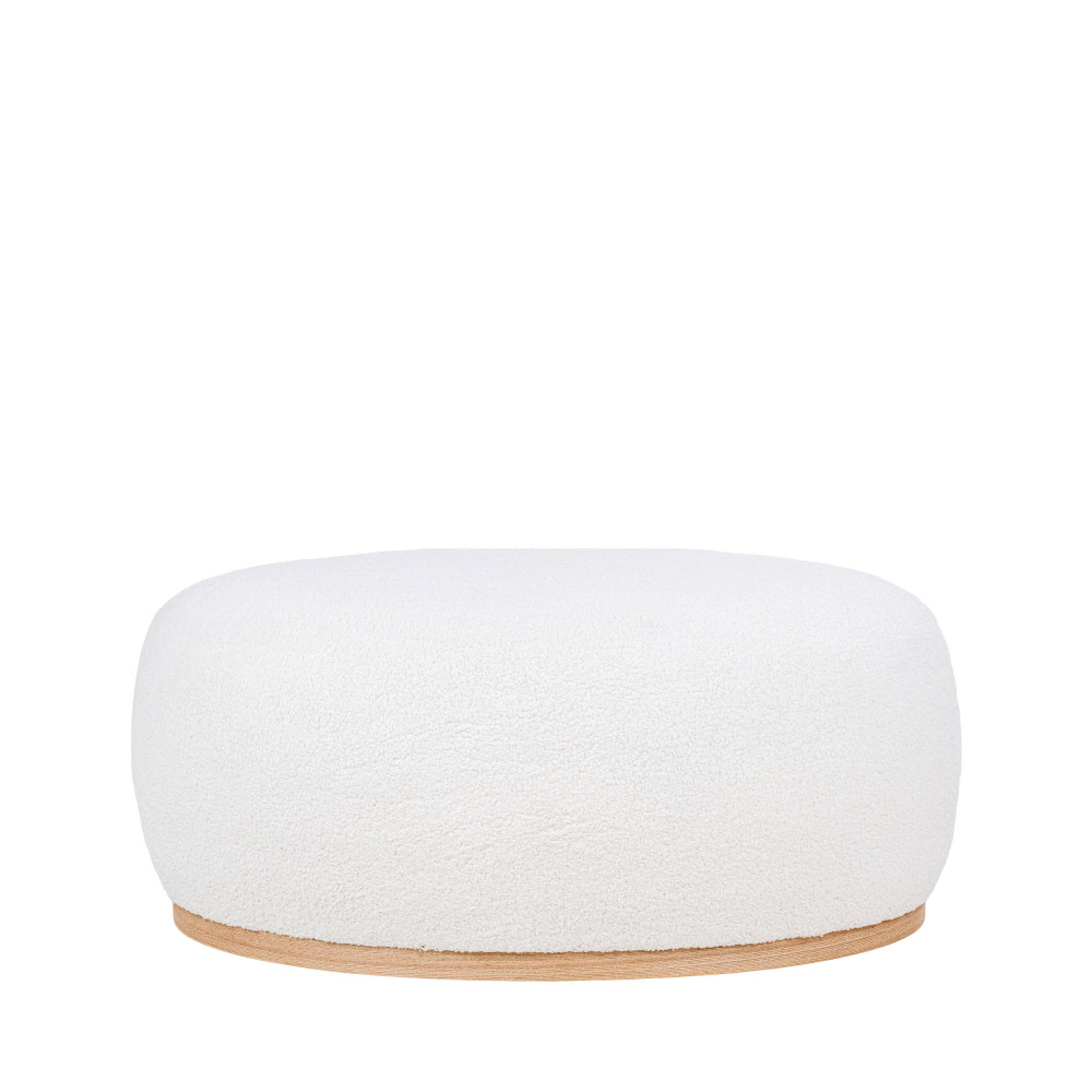 manhattan - pouf ovale en tissu bouclette - couleur - blanc