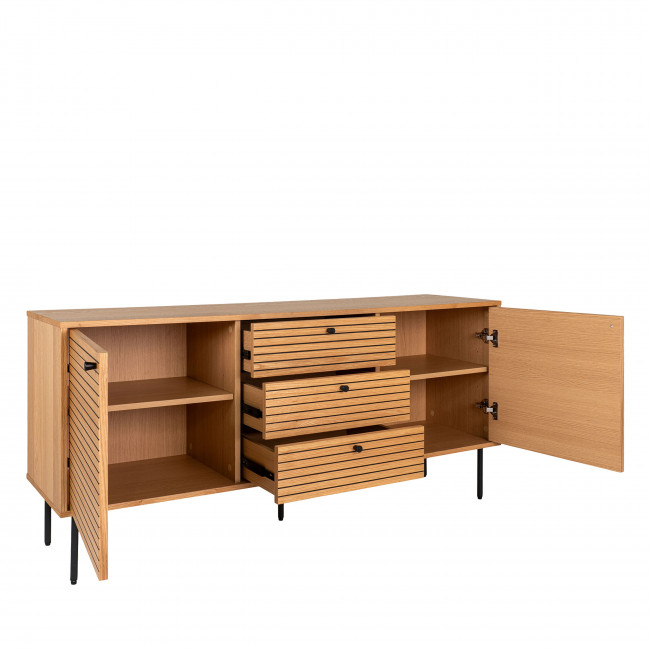 Kyoto - Buffet 2 portes 3 tiroirs en bois et métal L150cm