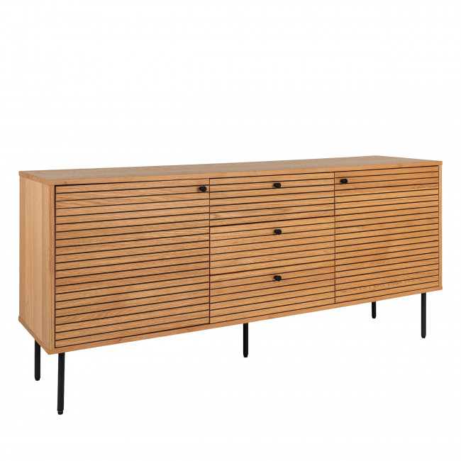 Kyoto - Buffet 2 portes 3 tiroirs en bois et métal L150cm