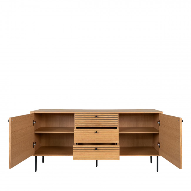 Kyoto - Buffet 2 portes 3 tiroirs en bois et métal L150cm