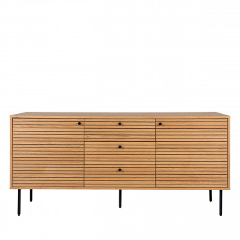 Kyoto - Buffet 2 portes 3 tiroirs en bois et métal L150cm