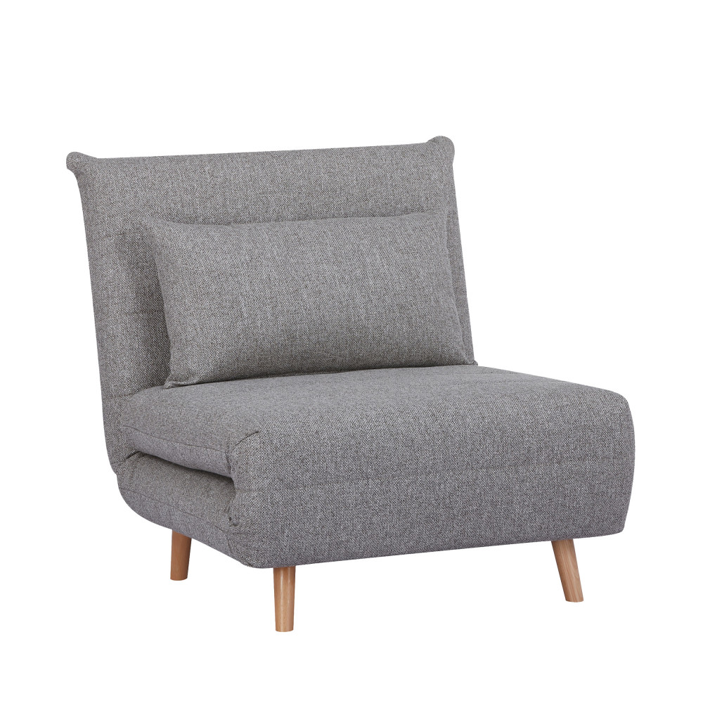 marlow - fauteuil convertible en tissu et bois - couleur - gris