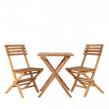 Cuenca - Ensemble de jardin 2 chaises 1 table en bois