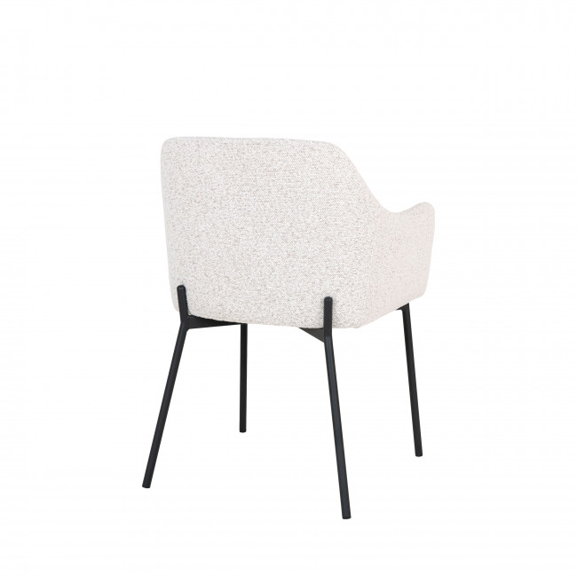 Melilla - Lot de 2 fauteuils de table en tissu bouclette et métal