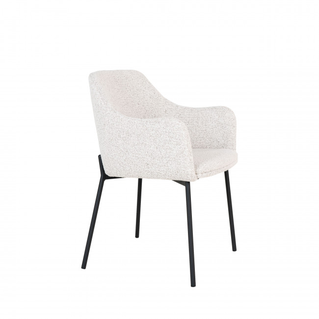 Melilla - Lot de 2 fauteuils de table en tissu bouclette et métal