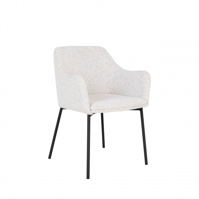 Melilla - Lot de 2 fauteuils de table en tissu bouclette et métal