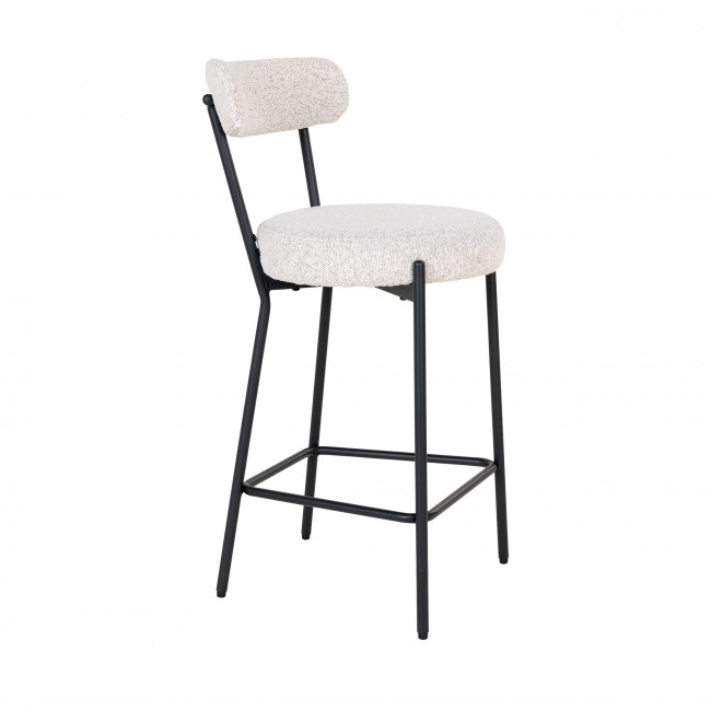 Badalona - Tabouret de bar en tissu bouclette et métal 65cm