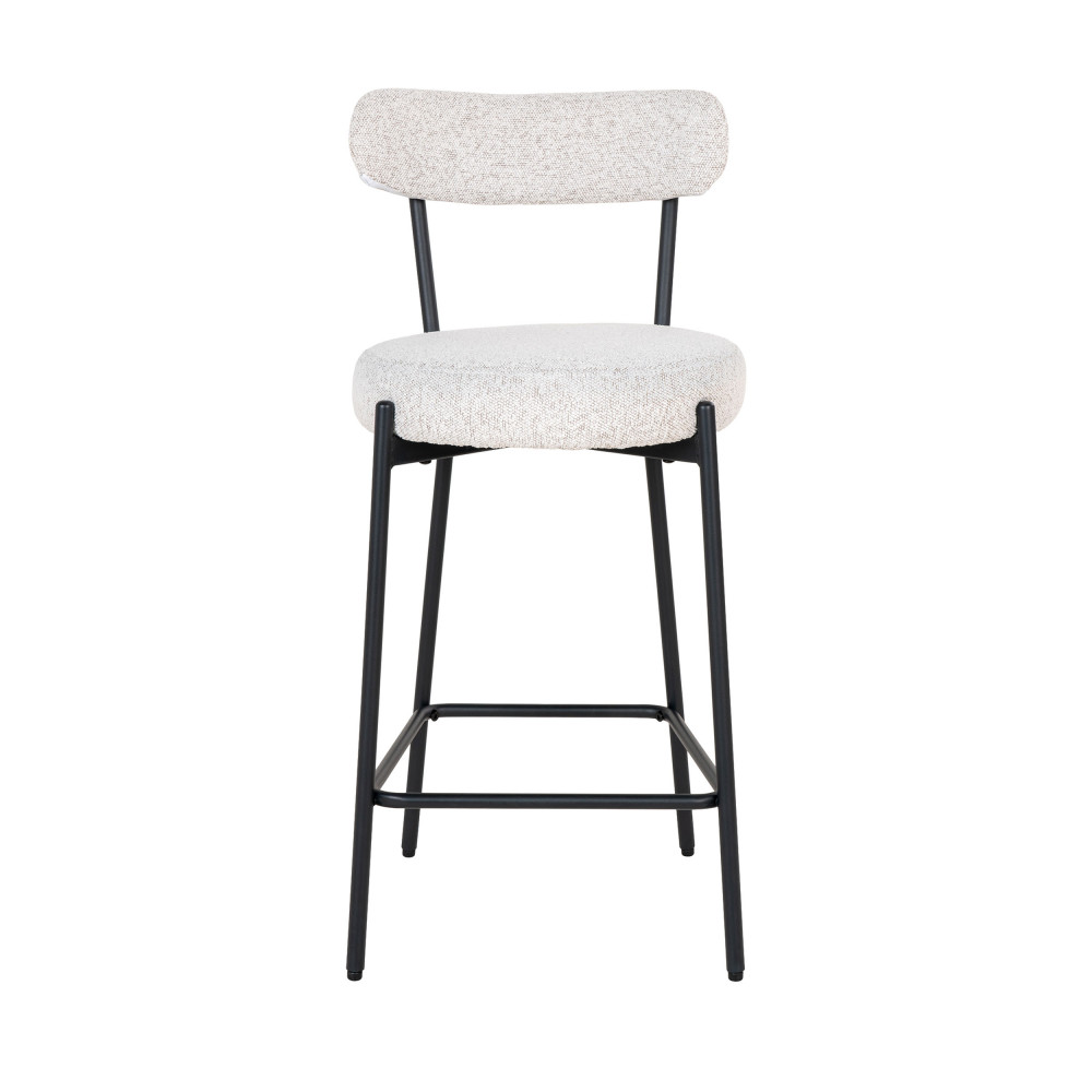 badalona - tabouret de bar en tissu bouclette et métal 65cm - couleur - ecru