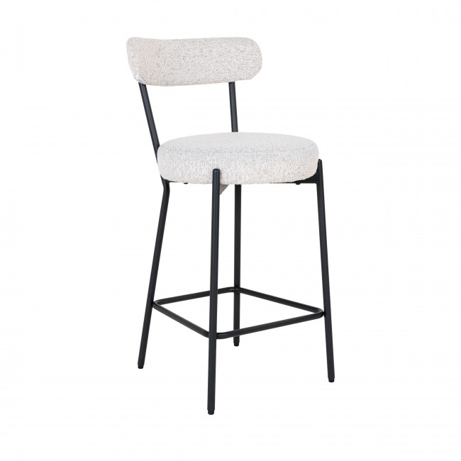 Badalona - Tabouret de bar en tissu bouclette et métal 65cm