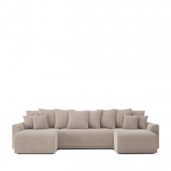 Chloé - Canapé panoramique convertible 6 places en velours côtelé