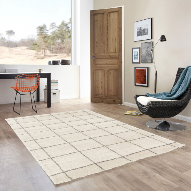 Square - Tapis contemporain écru