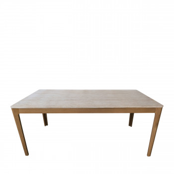 Kielce - Table à manger effet travertin et bois 180x90cm