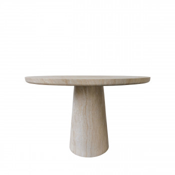 Danli - Table à manger ronde effet travertin ø110cm