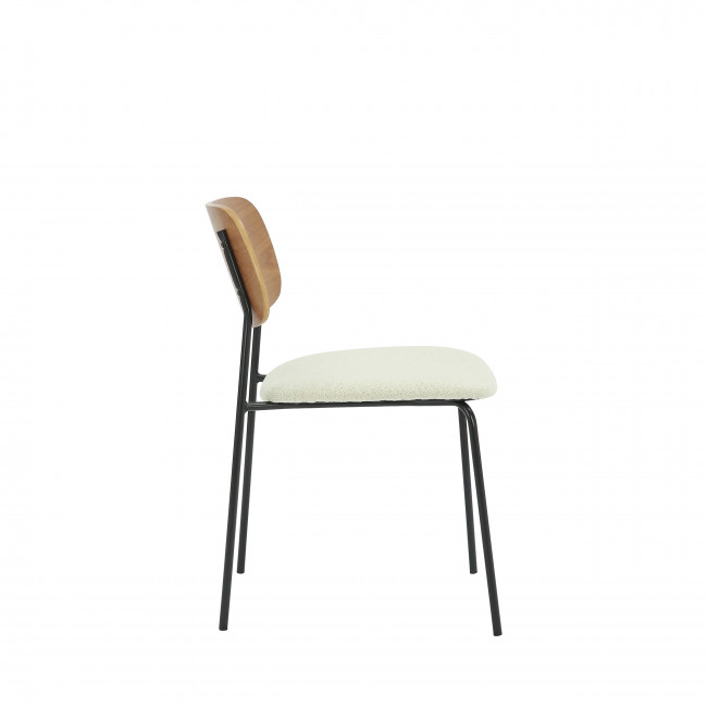 Jens - Lot de 2 chaises en bois, tissu bouclette et métal