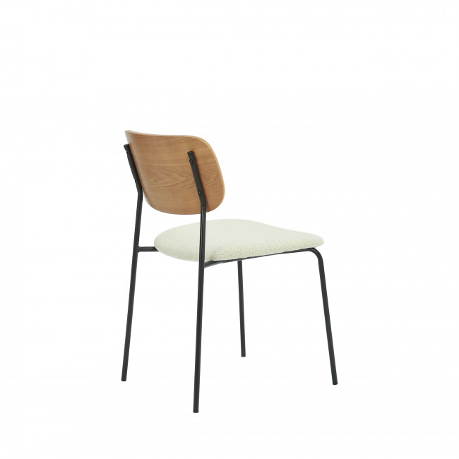 Jens - Lot de 2 chaises en bois, tissu bouclette et métal