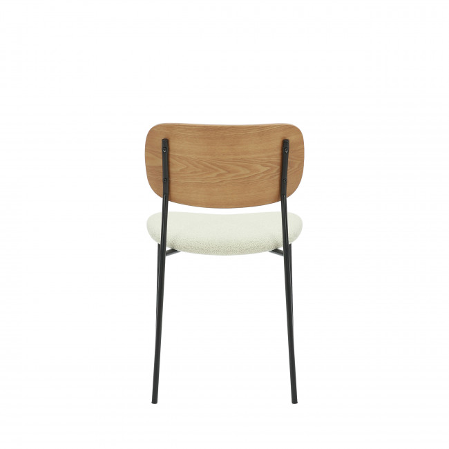 Jens - Lot de 2 chaises en bois, tissu bouclette et métal