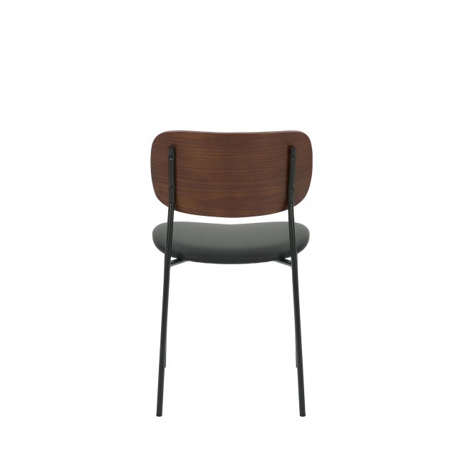 Jens - Lot de 2 chaises en bois foncé, simili et métal