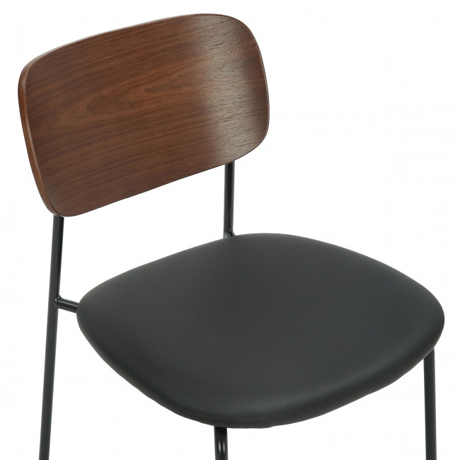 Jens - Lot de 2 chaises en bois foncé, simili et métal