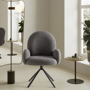 Douro - Chaise de bureau en tissu bouclette et métal