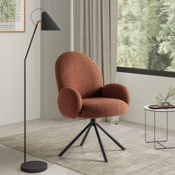 Douro - Chaise de bureau en tissu bouclette et métal