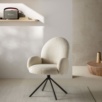 Douro - Chaise de bureau en tissu bouclette et métal
