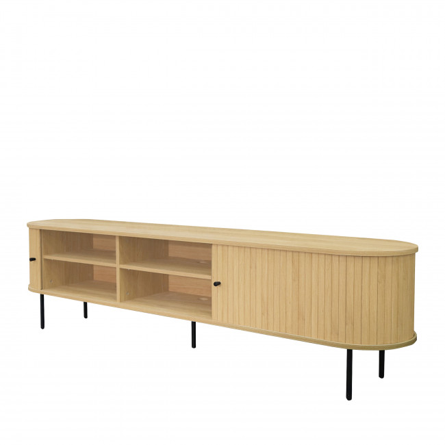 Lucie - Meuble TV aux portes coulissantes en bois et métal L200cm