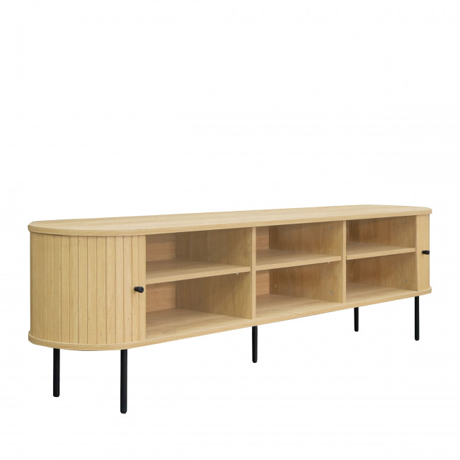 Lucie - Meuble TV aux portes coulissantes en bois et métal L200cm