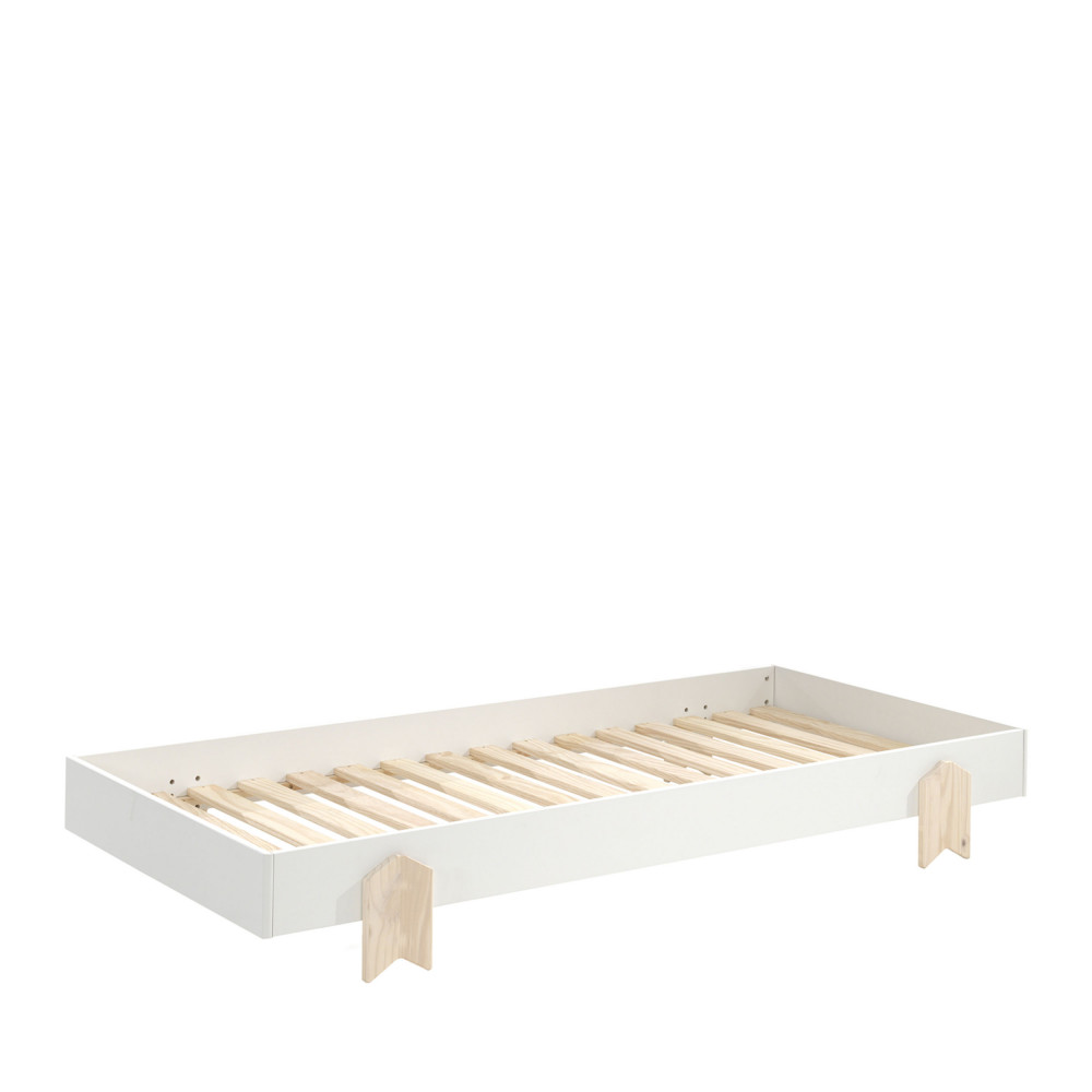 cotinga - lit enfant empilable en bois 90x200cm - couleur - blanc