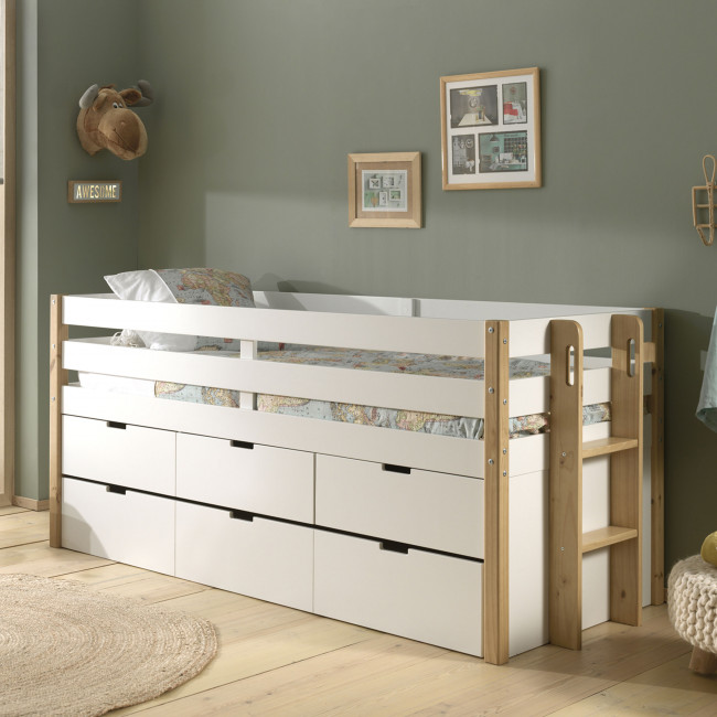 Tourco - Lit enfant banquette 4 tiroirs en bois 90x200cm