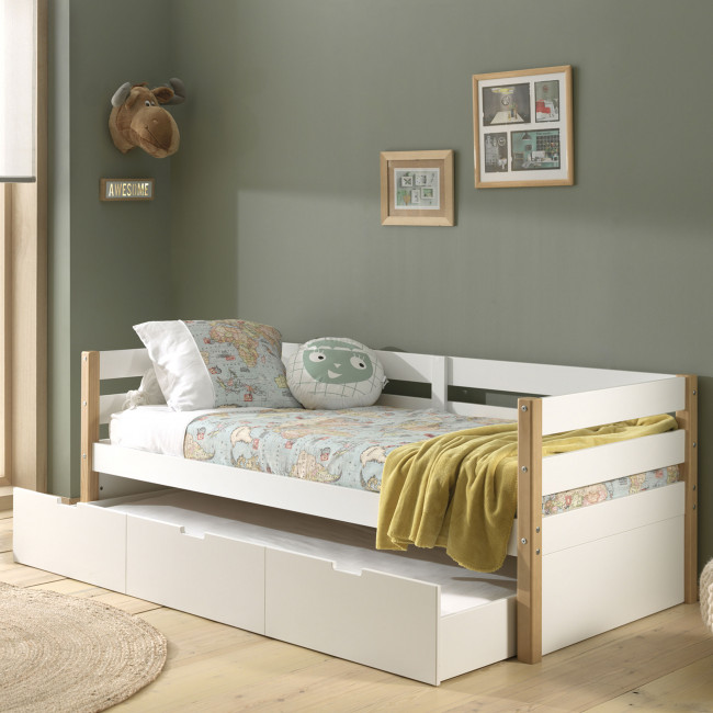 Tourco - Lit enfant banquette 1 tiroir en bois 90x200cm