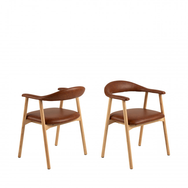 Anabate - Lot de 2 fauteuils de table en simili cuir et bois