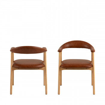 Anabate - Lot de 2 fauteuils de table en simili cuir et bois