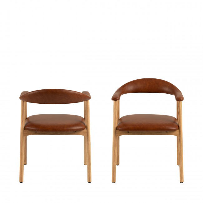 Anabate - Lot de 2 fauteuils de table en simili cuir et bois