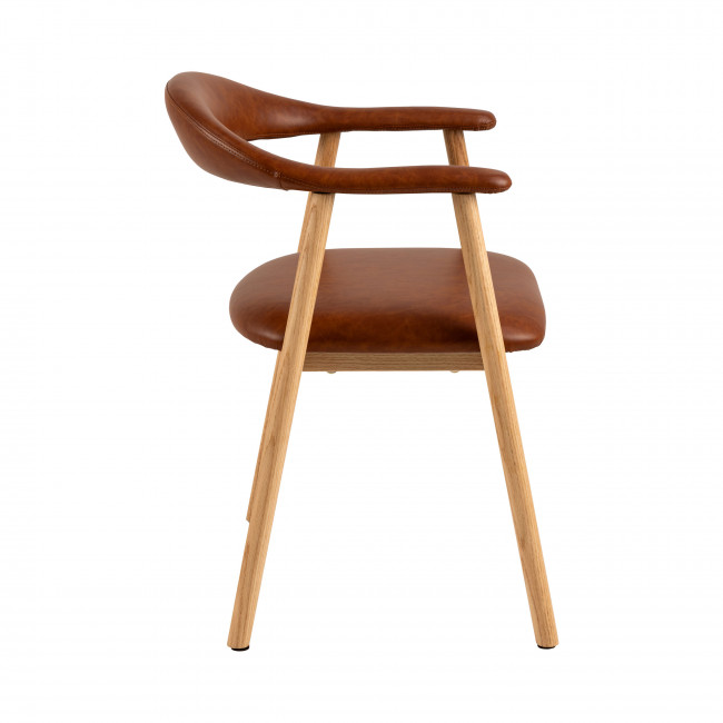 Anabate - Lot de 2 fauteuils de table en simili cuir et bois