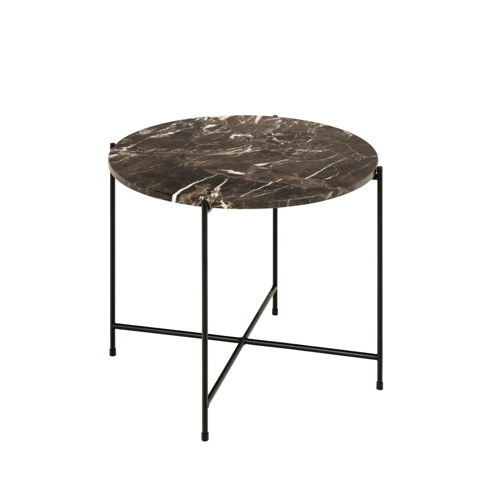 tangara - table d'appoint ronde en marbre ø52cm - couleur - marron