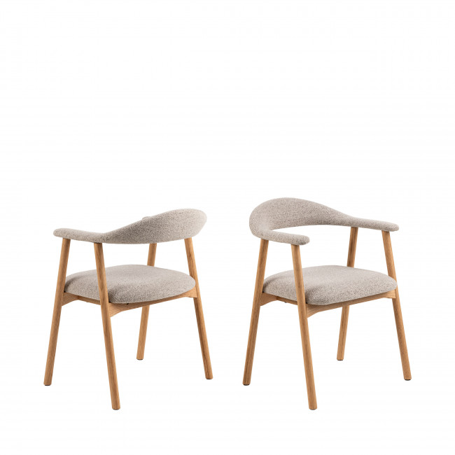 Anabate - Lot de 2 fauteuils de table en tissu et bois