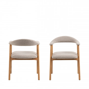 Anabate - Lot de 2 fauteuils de table en tissu et bois