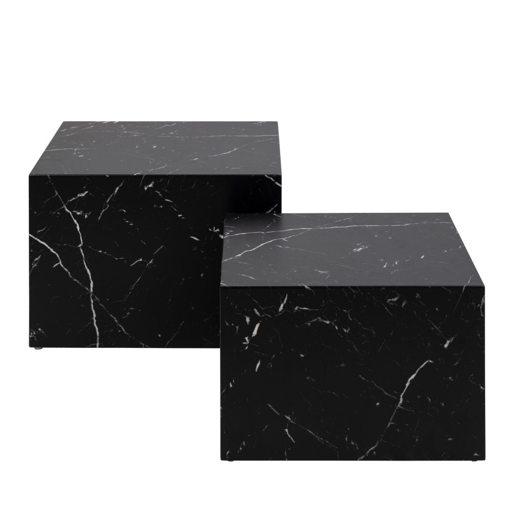 papilio - lot de 2 tables basses carrées effet marbre - couleur - noir