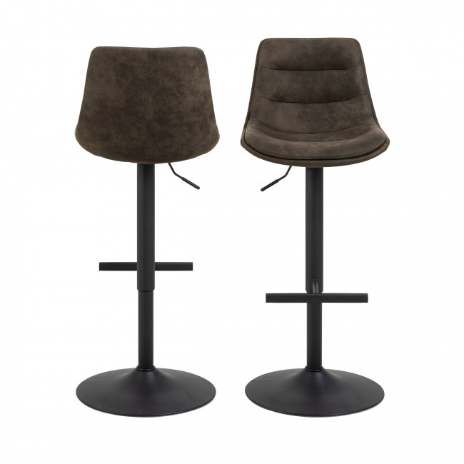 Antriade - Lot de 2 tabourets de bar réglables en tissu et métal H65-86cm