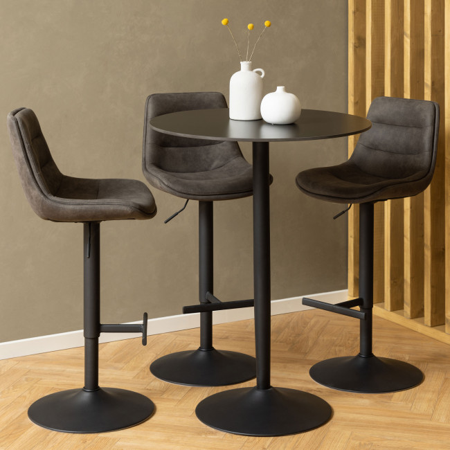 Antriade - Lot de 2 tabourets de bar réglables en tissu et métal H65-86cm