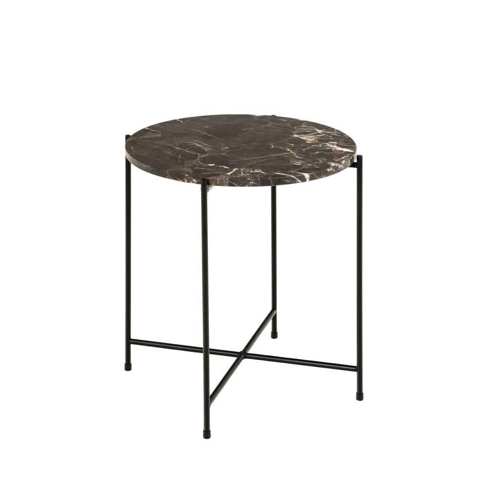 tangara - table d'appoint ronde en marbre ø42cm - couleur - marron