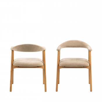 Anabate - Lot de 2 fauteuils de table en tissu et bois
