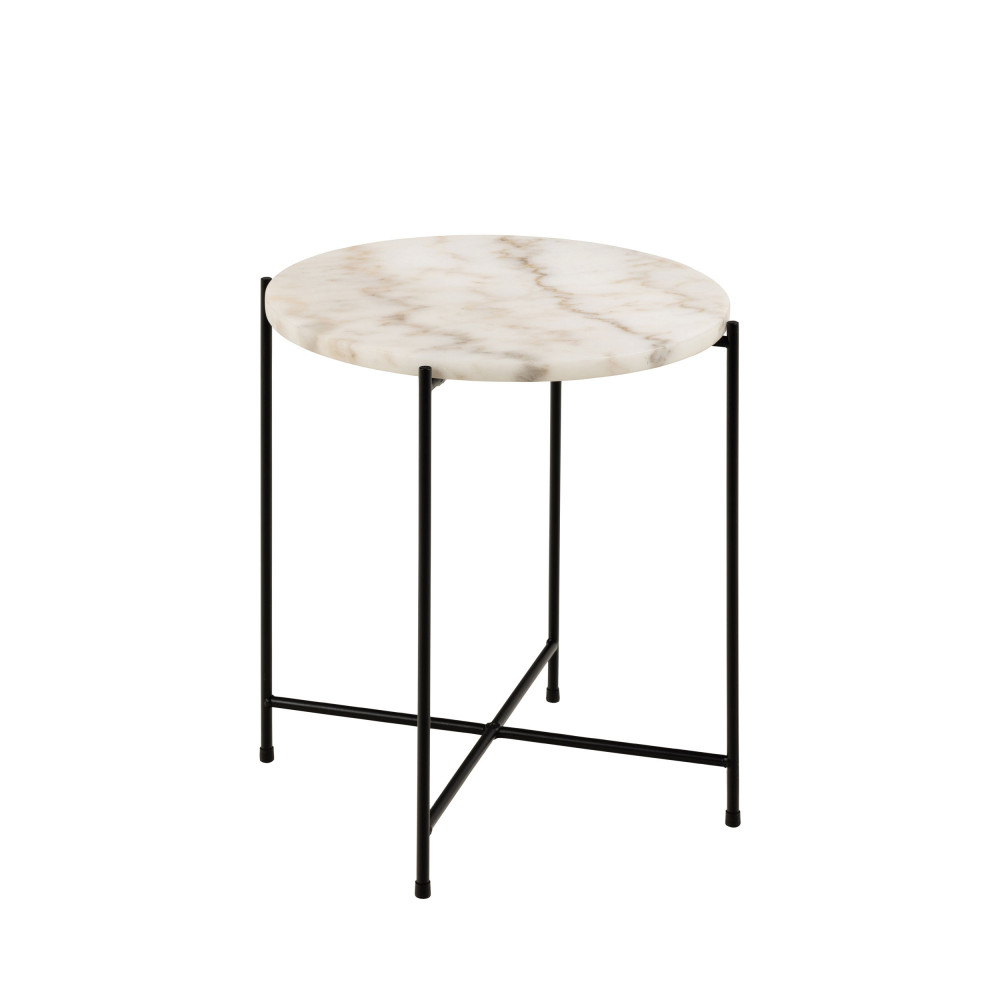 tangara - table d'appoint ronde en marbre ø42cm - couleur - marbre blanc