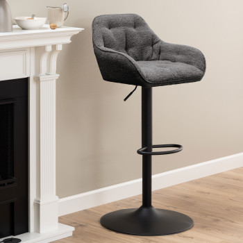 Capito - Lot de 2 tabourets de bar réglables en tissu et métal H63-84cm