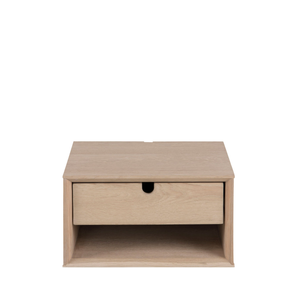 trogon - table de chevet murale 1 tiroir, 1 niche en bois - couleur - bois blanchi