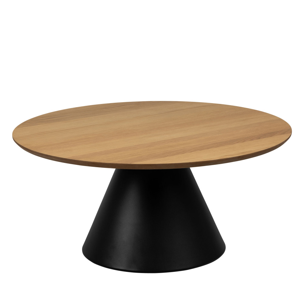 parides - table basse ronde en bois ø85cm - couleur - bois clair et noir