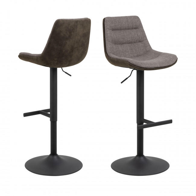 Antriade - Lot de 2 tabourets de bar réglables en tissu et métal H65-86cm